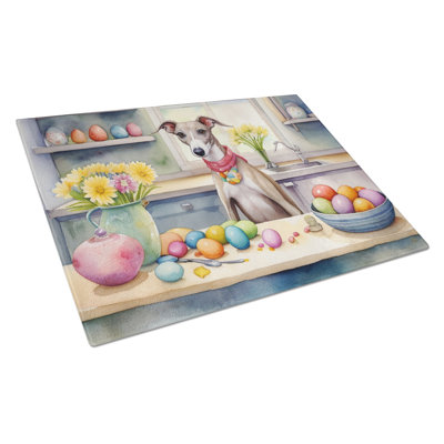 Decorating Easter Whippet Glass Cutting Board
