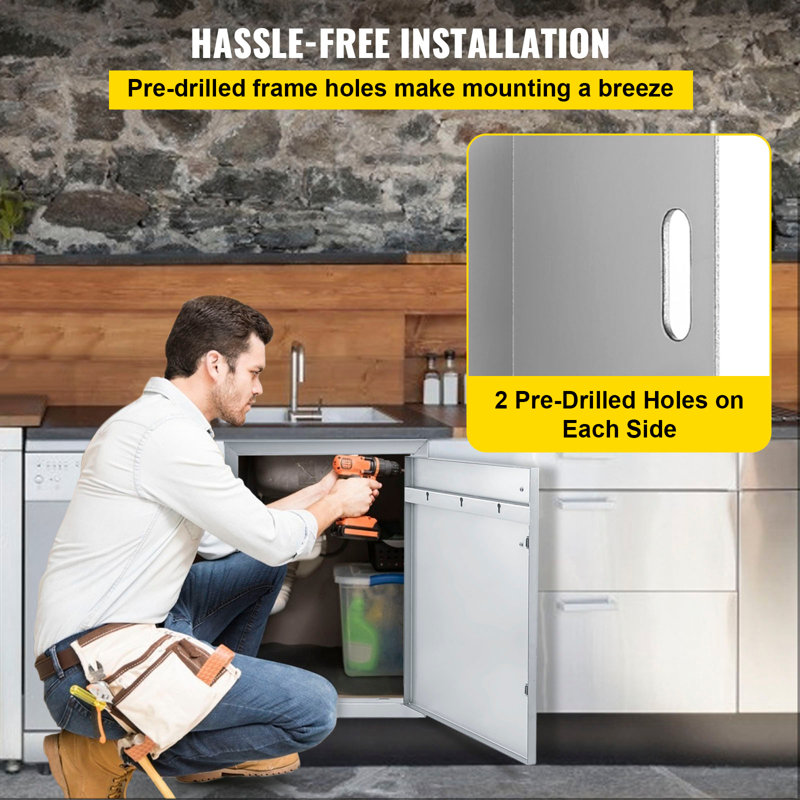 Stainless Steel Double Access BBQ Door with Handles