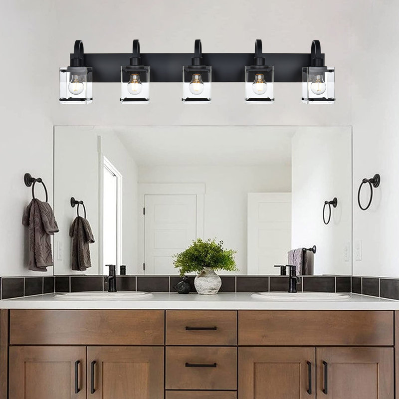 Éclairage pour meuble-lavabo Hamilly, 5, Noir, 9,8 po x l 40,2 po x P 7,2 po