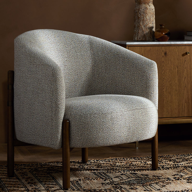 Enfield Barrel Chair Chair with Ottoman, Astor Stone Polyester