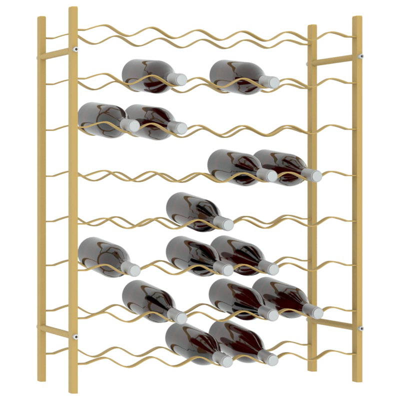 Clora 36 Bottle Floor Wine Bottle Rack, Gold, 80cm H x 64cm W x 22cm D