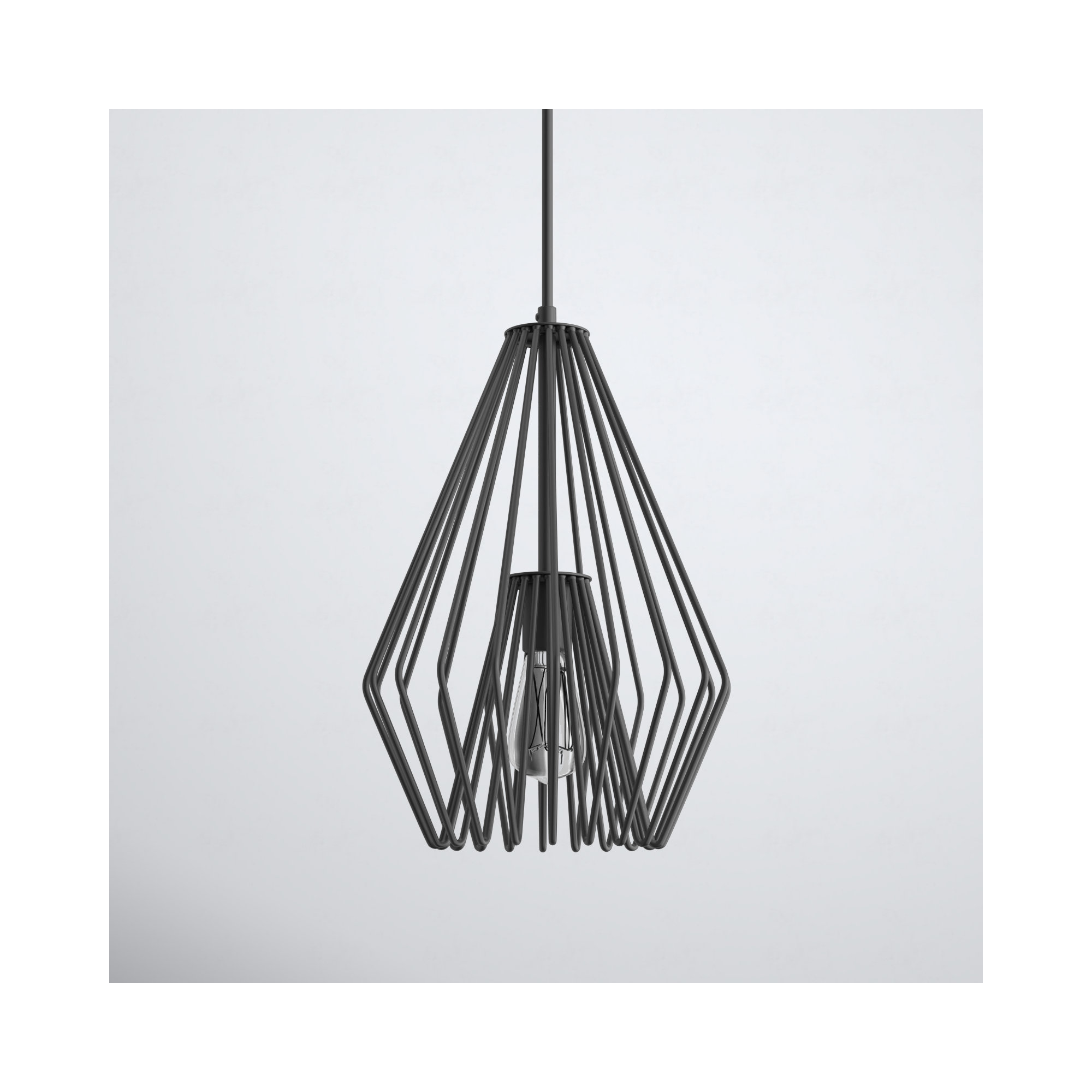 Frankie Single Light Metal Dimmable Pendant, Matte Black, 15.75" H x 9.25" W x 9.25" D
