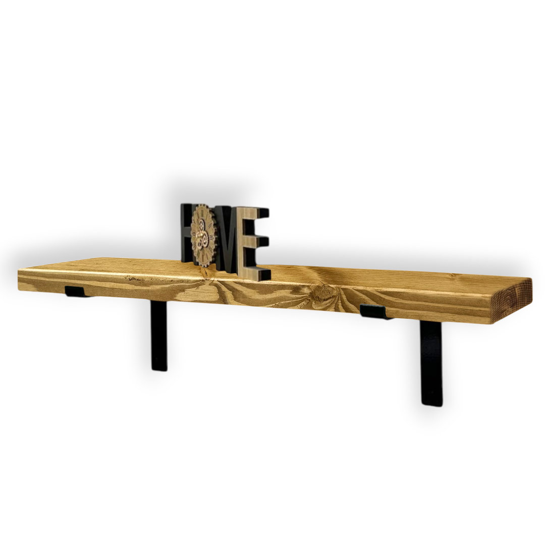 Industrial Scaffold Board Wall Shelf Down Lipped Metal Brackets Included For Bedroom