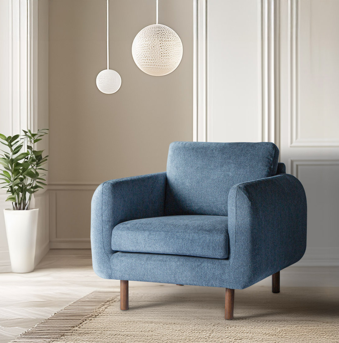 Leno Upholstered Armchair, Angel Sky Blue Performance Chenille