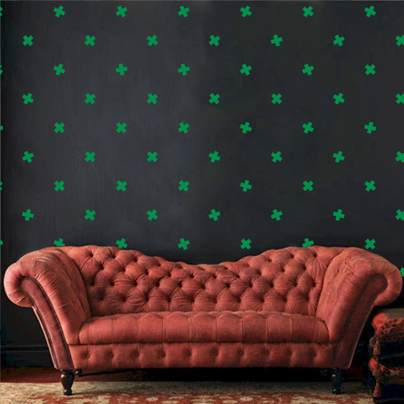 Décalcomanie murale à motifs croisés suisses, H 6 po x l 6 po x P 0,01 po, Vert clair