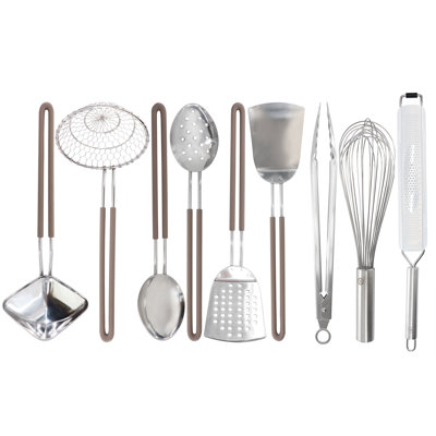 Martha Stewart 9 Piece Prep and Serve Kitchen Gadgets and Tool Set in Warm Grey -  950121865M