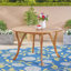 Table de salle à manger 47,25 po ronde en bois d'acacia avec finition en teck, table de patio à lattes résistante aux intempéries pour une utilisation intérieure et extérieure