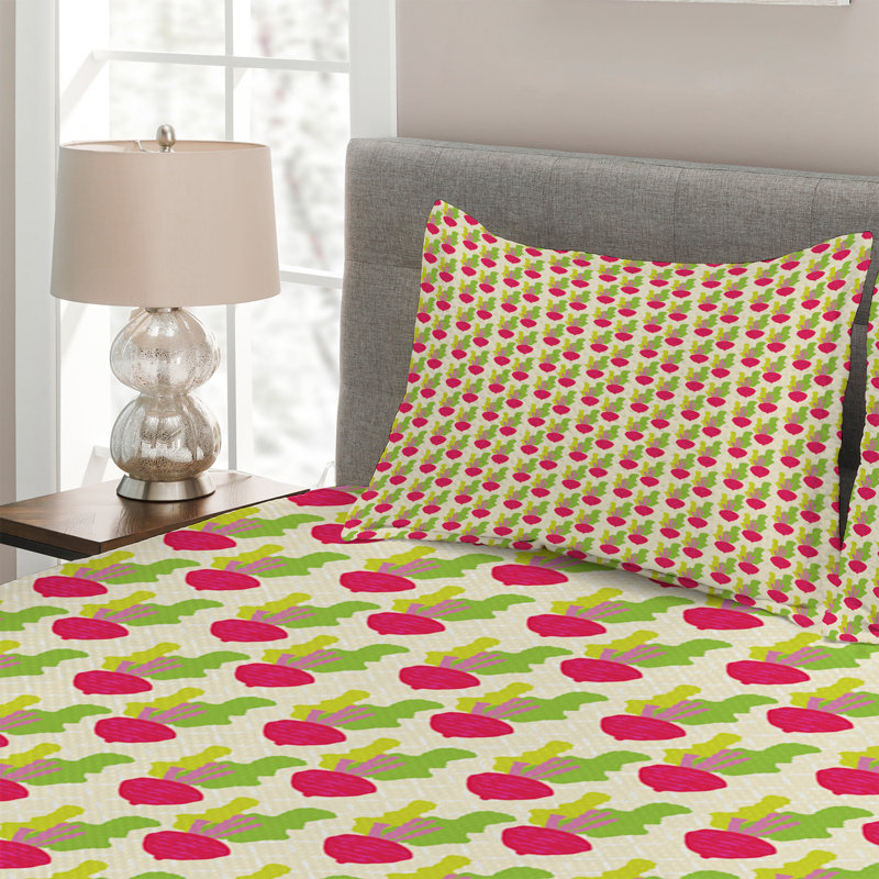 Vegetables Farmhouse / Country Polyester Geometric Shapes Coverlet, King Bedspread + 2 Shams