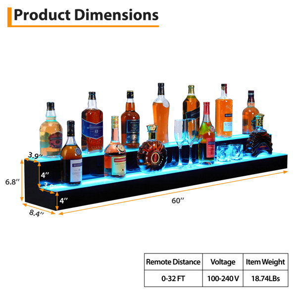 Model Whiskey Rack 17 Stories LED Lighted Wine Racks Countertop, Wine Bottle Holder ...