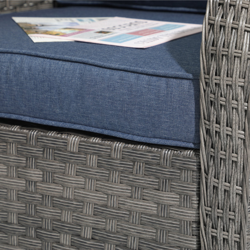 Aviah 2 - Person Patio Conversation Set with Cushions, Navy