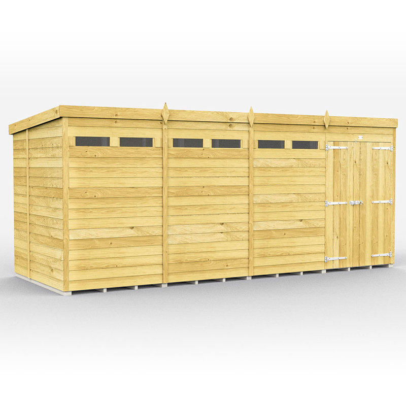 16ft x 7ft Pent Security Shed - Double Door