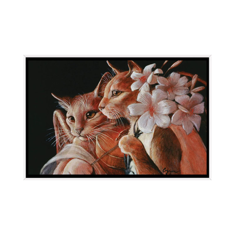 Cat Angels - Floater Frame Print on Canvas, 66.04 cm H x 45.72 cm W, White Floater Frame