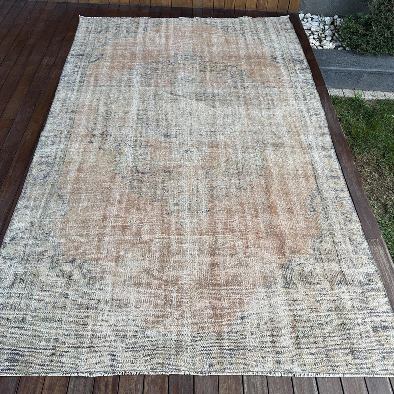 Grand tapis turc Oushak brun pour le salon avec un attrait luxueux en laine rétro