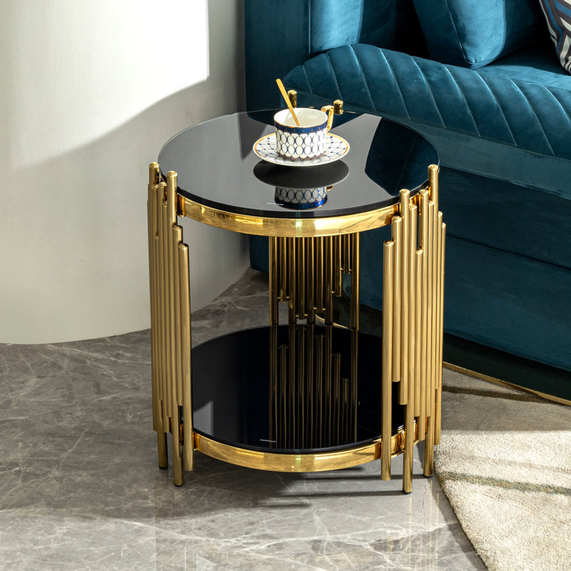 Table d'appoint en verre trempé double couche