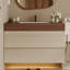 Meuble-lavabo flottant moderne avec plateau en faux marbre et lavabo encastré en céramique, fixation murale pour petites salles de bain et appartements-1190019812