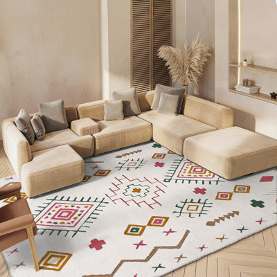 Tapis ivoire / rose Anniece 920