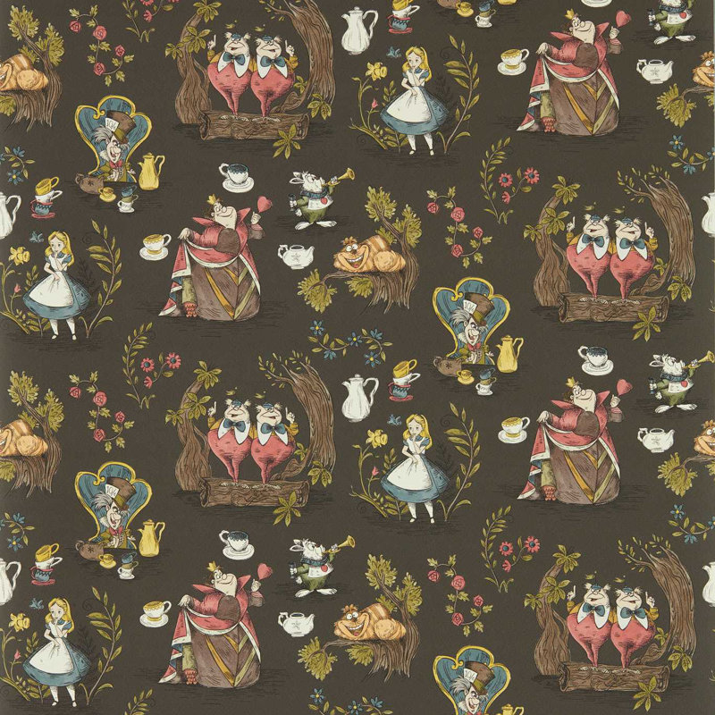 Alice in Wonderland Wallpaper, Chocolate