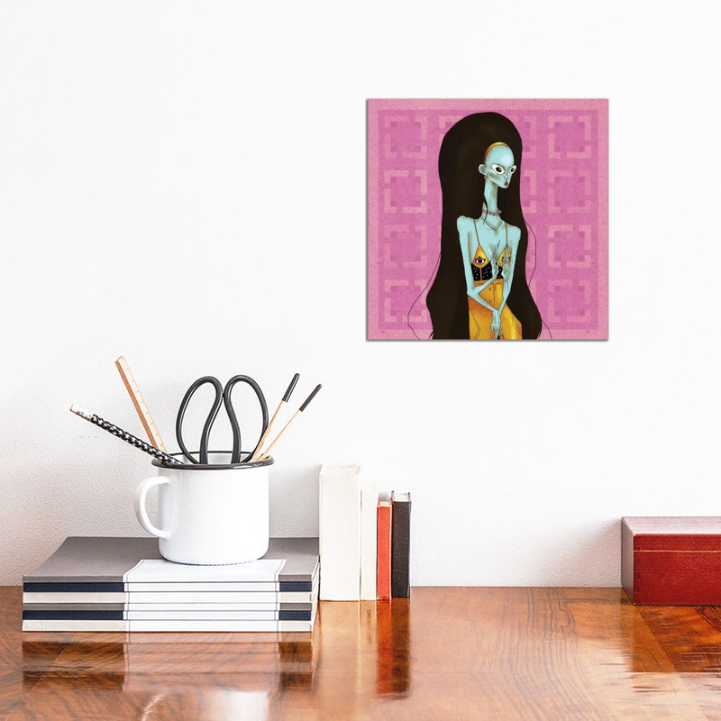 Retro Alien by DEMÖ - Wrapped Canvas Gallery-Wrapped Canvas Giclée, 30.48 cm H x 30.48 cm W