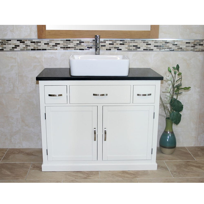 Roderick 1000mm Single Bathroom Vanity with Basin, Black Quartz, White