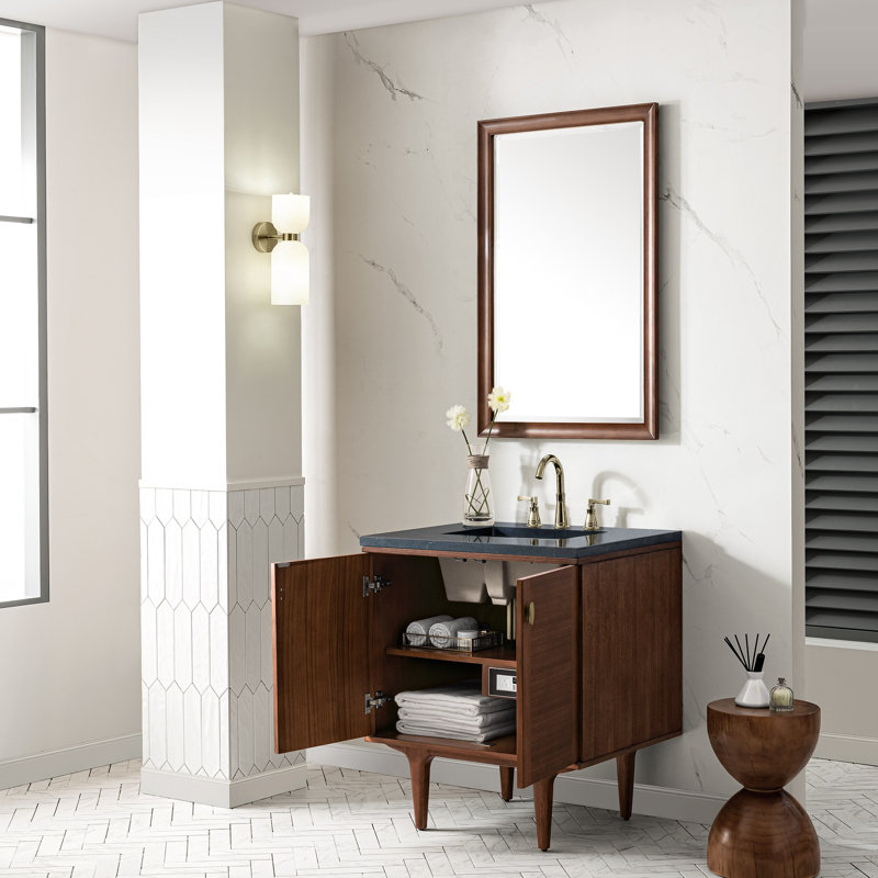 Amberly 30'' W Single Vanity, 8" Widespread, Charcoal Soapstone
