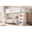 Lit simple superposé au-dessus de grand lit simple avec garde-robe intégrée, rangement et escalade enfantine, fabrication en bois massif (sans matelas)-132915887