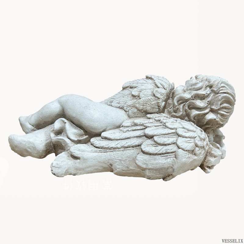 Statue d'ange couché en oxyde de magnésium, sculpture d'ange résistante aux intempéries pour la décoration de pelouse et de terrasse