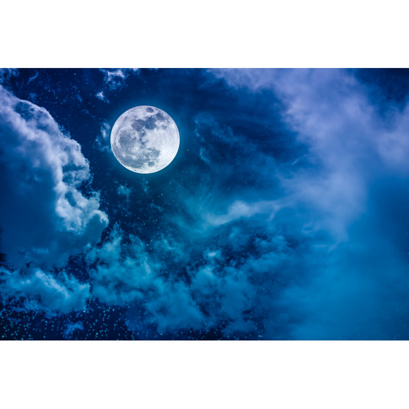 Bright Full Moon - Wrapped Canvas Print, 20cm H x 30cm W x 3.8cm D