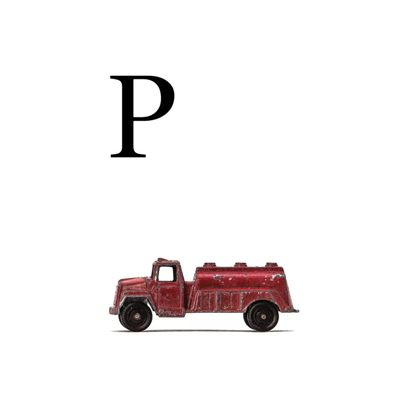 P Water Truck White Letter 1 Piece Wall Art on Canvas, 66.04 cm H x 45.72 cm W x 1.91 cm D, Wrapped Canvas