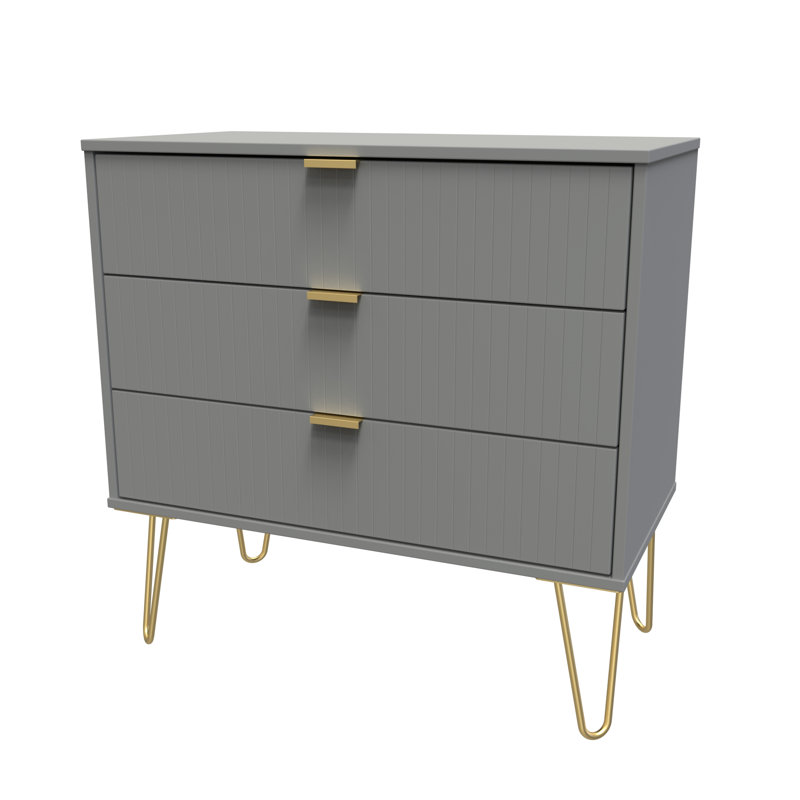 Fully Assembled Aldin 3 - Drawer Chest of Drawers, Dusk Grey