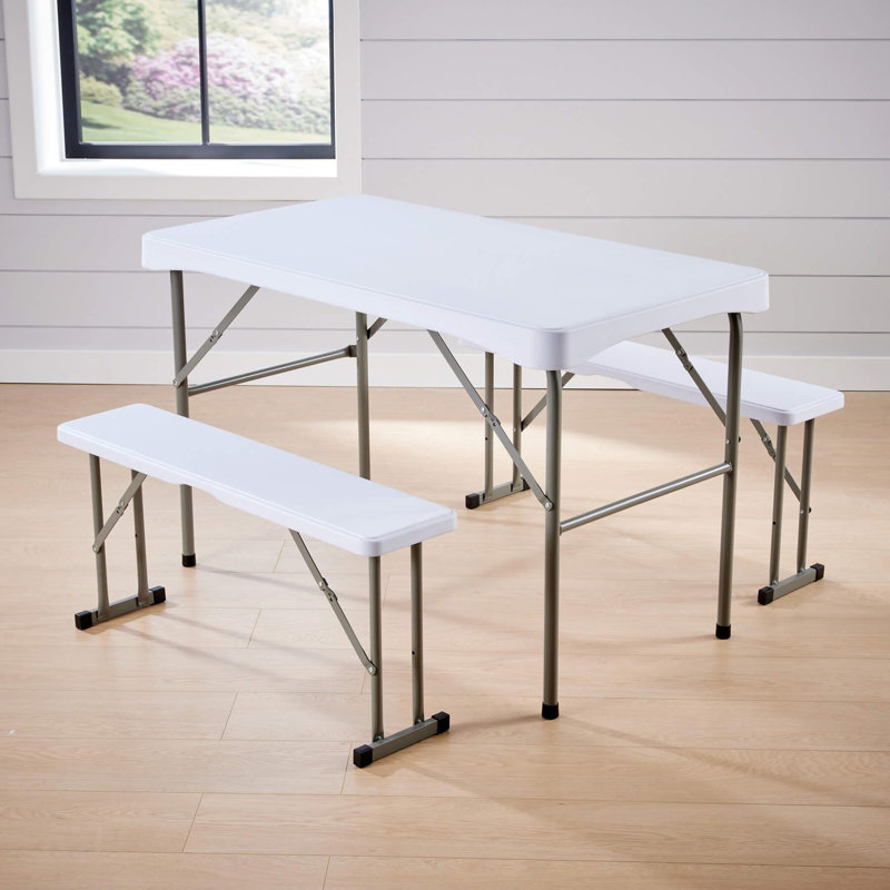 61.5cm Rectangular Portable Folding Table with 2 Chairs