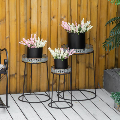 Blumenständer 3Er Set Metall Kaffee+Silber