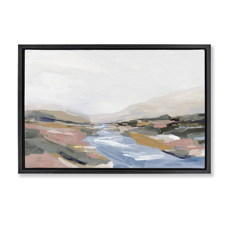 Cadre flottant Vibrant Landscape, par Hannah Dawson, H 17 po x l 25 po, Cadre flottant noir de jais