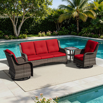 Solene Wicker 5 - Person Patio Conversation Set with Cushions