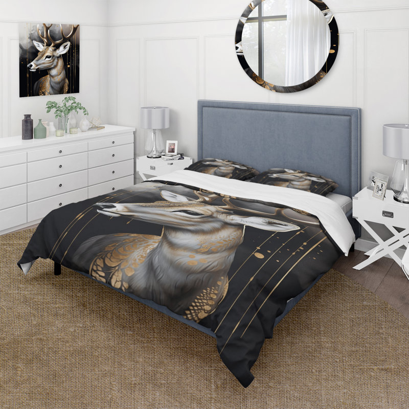 Ensemble de housse de couette en microfibre / polyester Deer Portrait In The Wild