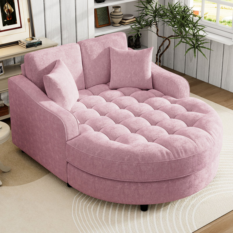 Chaise longue moderne, siège rose et coussins détachables pour relaxant avec coussins à ressorts, Rose