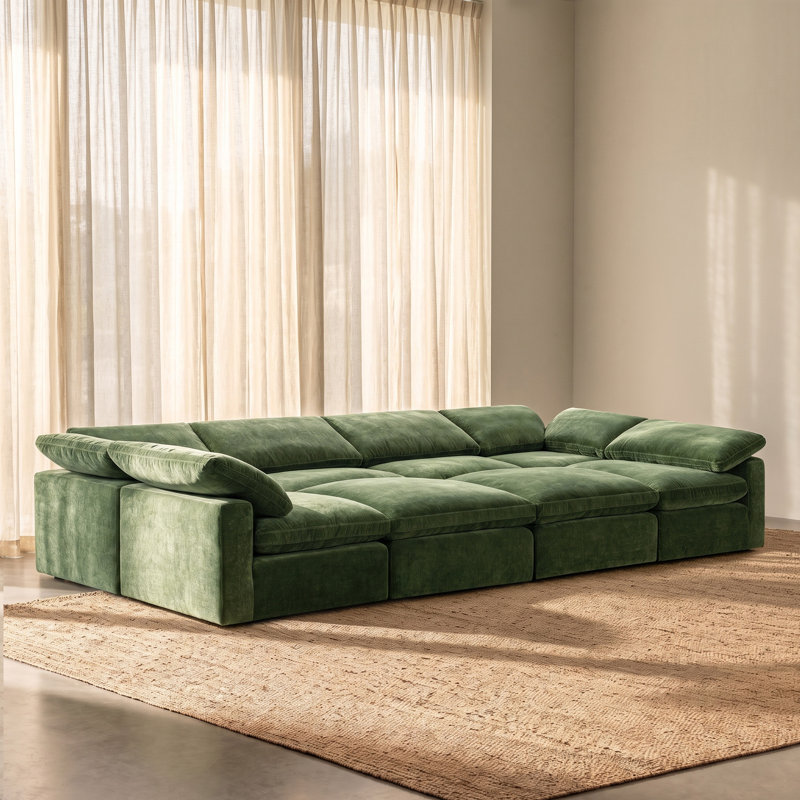 Canapé modulaire Wonardo, Tissu vert Sagano