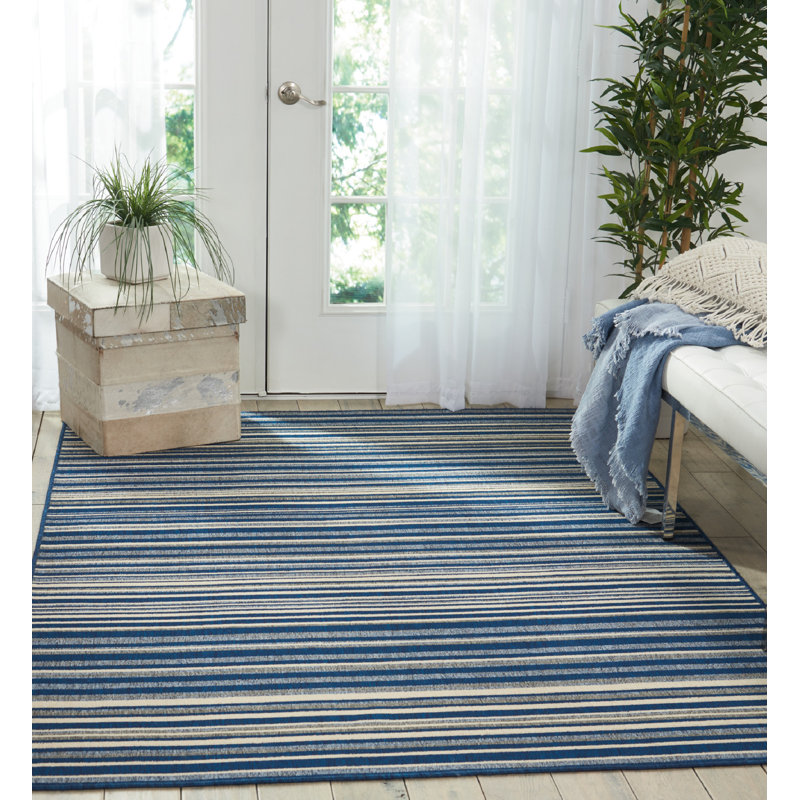 Lido Navy Blue/Cream Area Rug, Rectangle 5'3" W x 7'5" L