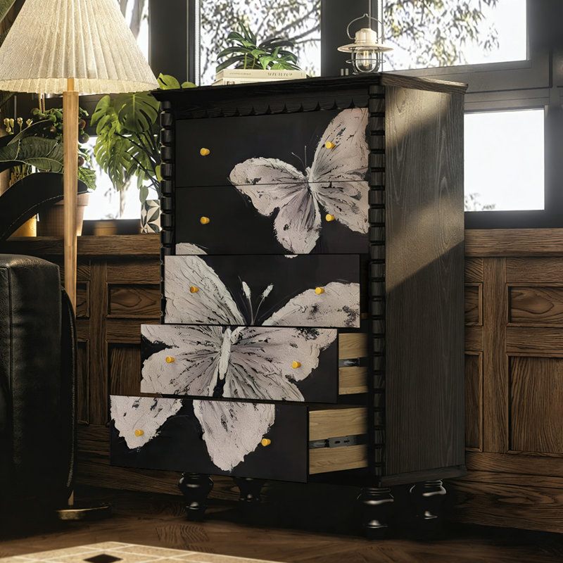Commode d'entrée Mid-Century en bois massif, Noir