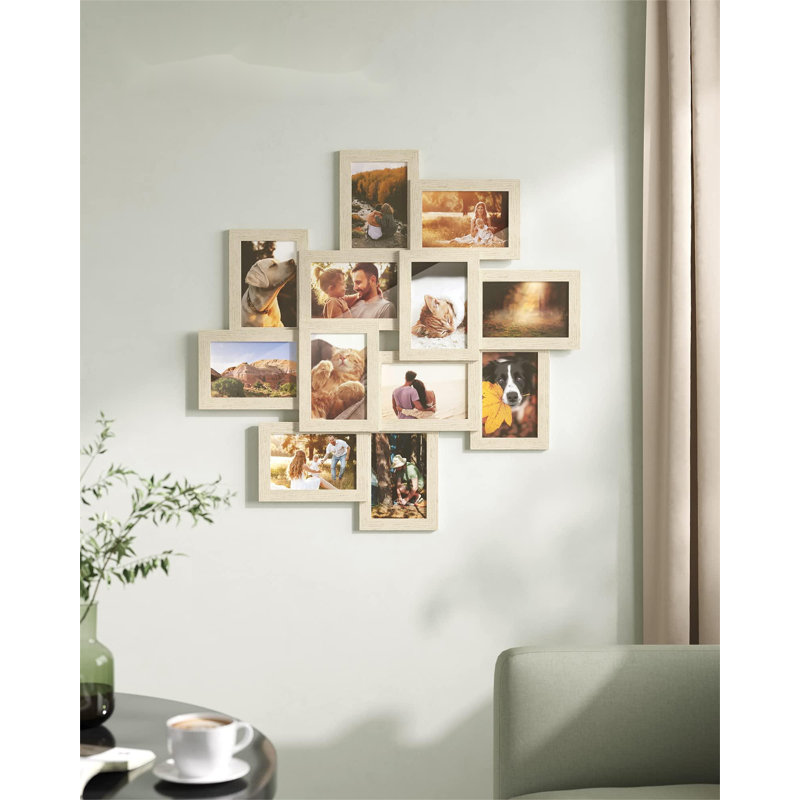 4X6 Collage Picture Frames, 12-Pack Picture Frames Collage For Wall Decor, Photo Collage Frame, Multi Picture Frame Set With Glass Front, Assembly Required, Natural Beige