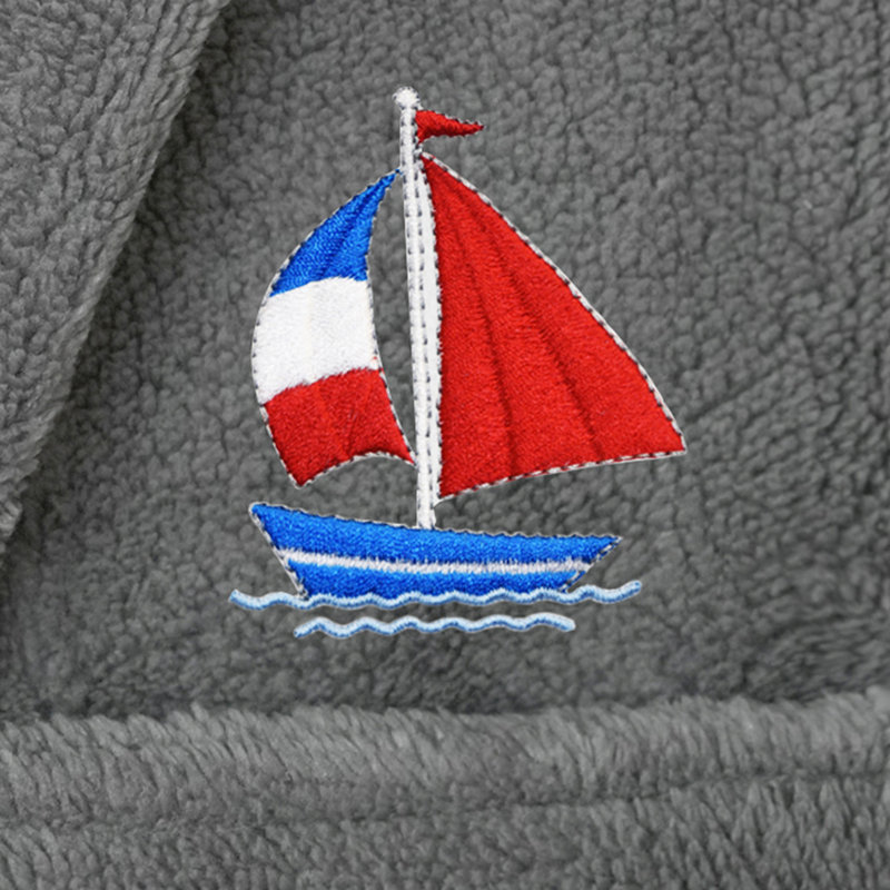 Peignoir à capuche double 100% polyester pour enfants, M, Gris
