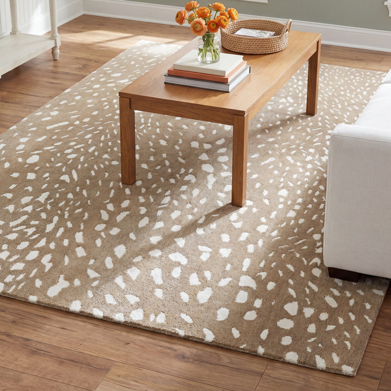 Jona Hand Tufted Wool Animal Print Indoor Rug, Rectangle 5' x 8'