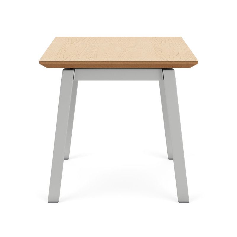 Table de bout en métal Newport, HPL d’érable naturel, Argent