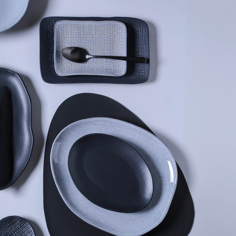 Handcrafted Matte Black Porcelain Salad/Dessert Plates Set