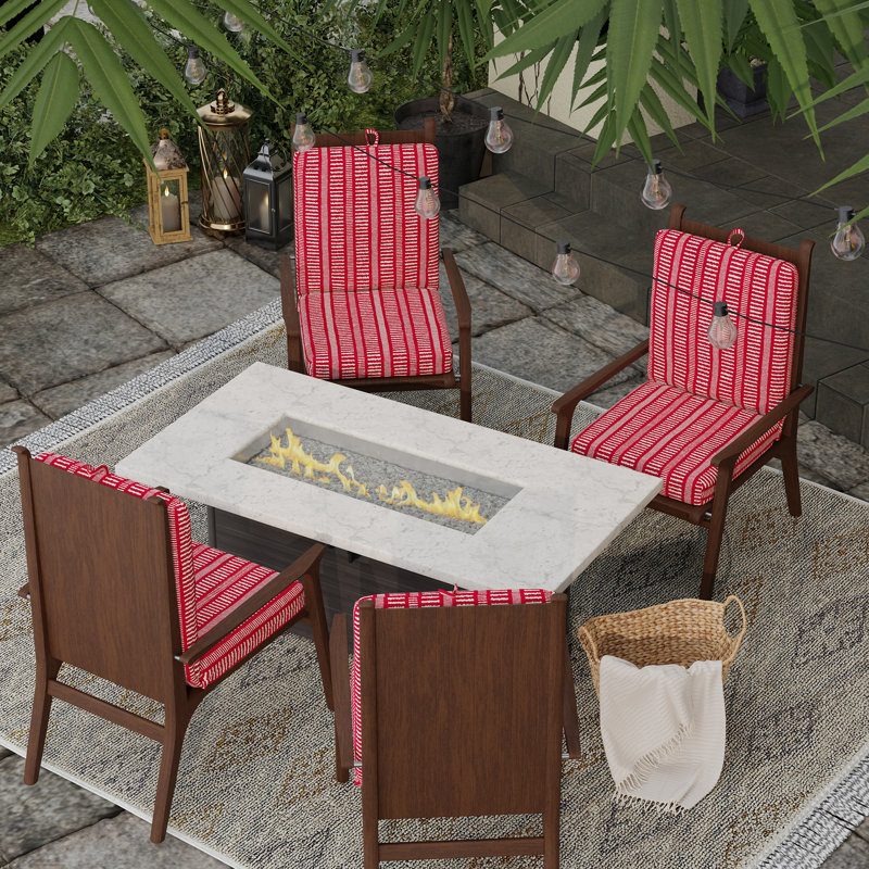 20" x 43" Palisade Outdoor Chair Cushion with Ties and Hanger Loop, Multi-Colored