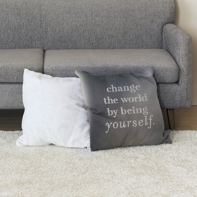 Coussin de plancher change the World, H 28 po x l 28 po, Gris