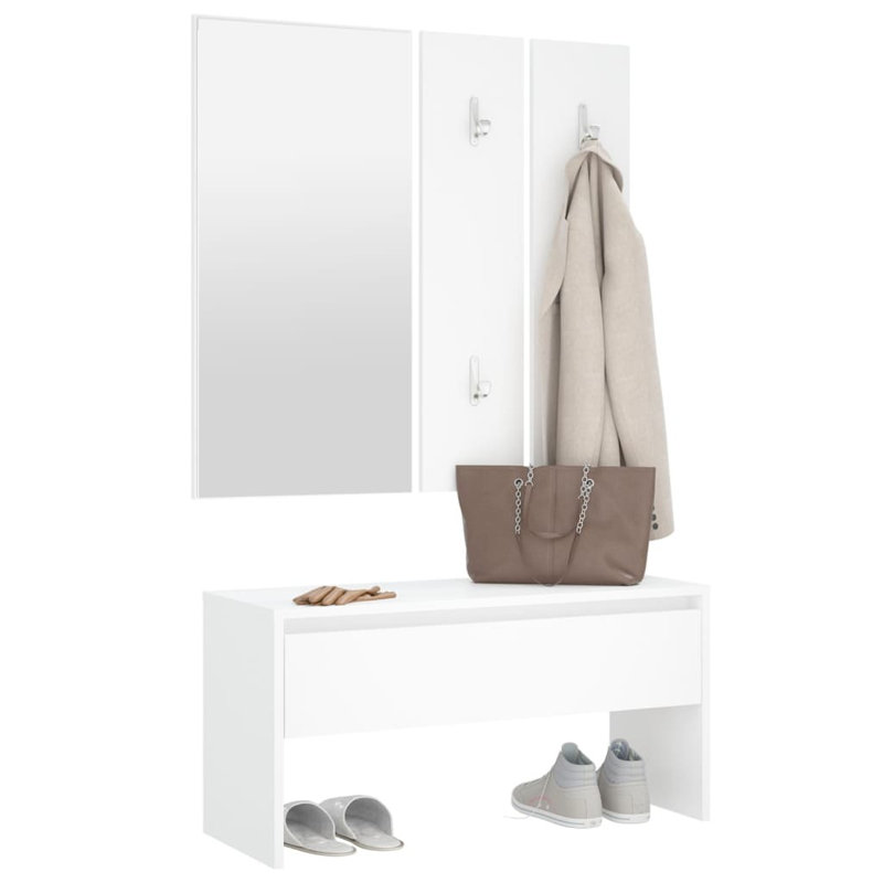 Ivens vidaXL Hallway Furniture Set Engineered Wood, Off White