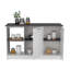 Îlot de cuisine avec grande surface supérieure, armoire à deux portes et tablettes ouvertes blanc / onyx