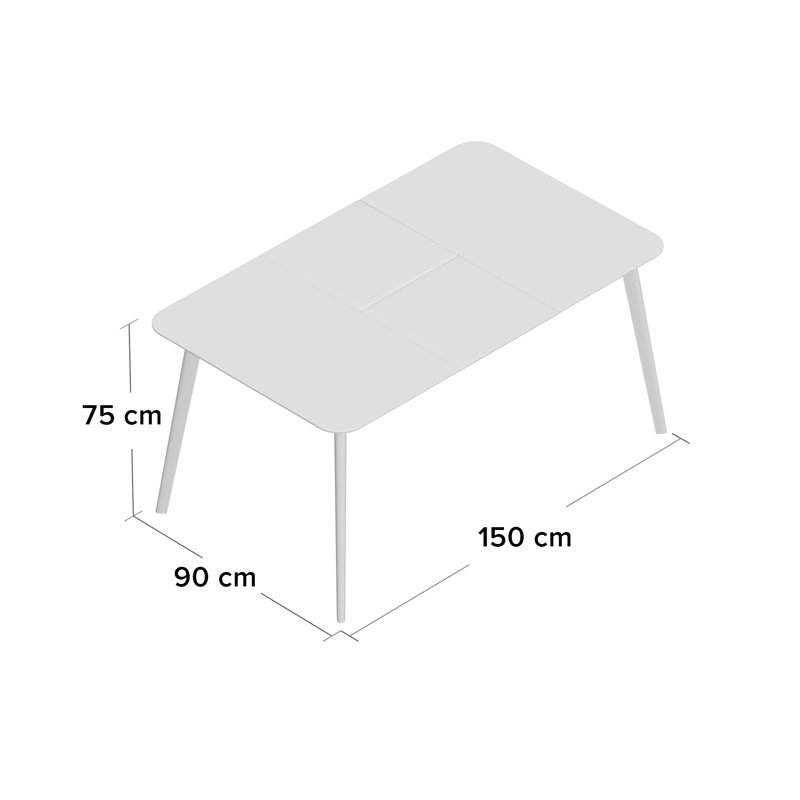 Extendable Dining Table, 75cm H x 150-190cm W x 90cm D