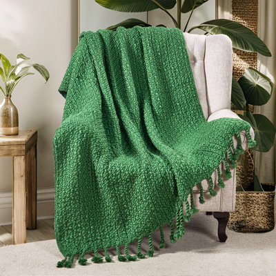Basket Weave Knitted Throw Blanket