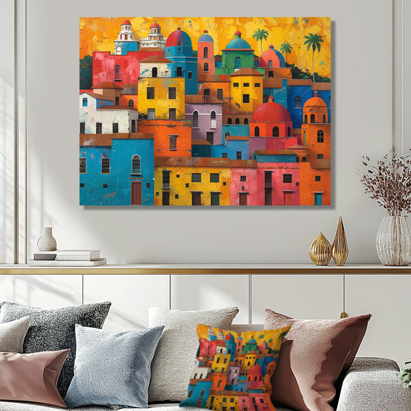 Emely - City Buildings, impression d'art mural, Toile tendue, 24" H x 32" W
